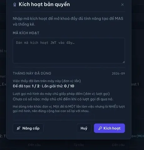 Cửa sổ Kích hoạt bản quyền